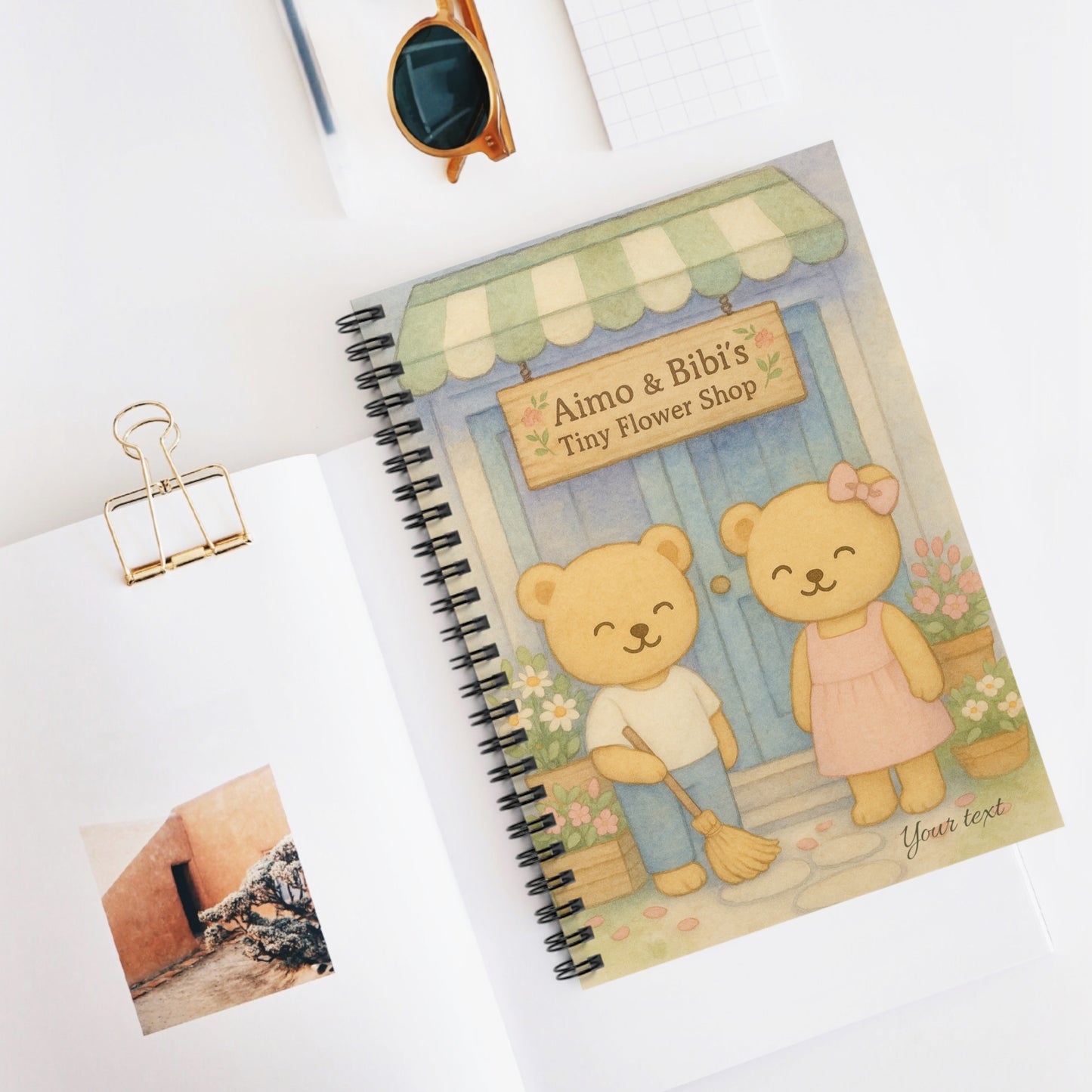 Tiny Flower Shop Notebook – Cute Bear Journal & Floral Stationery