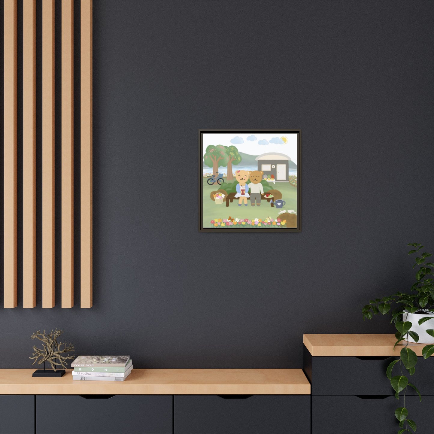 Whimsical Bear Love Framed Canvas Wall Art