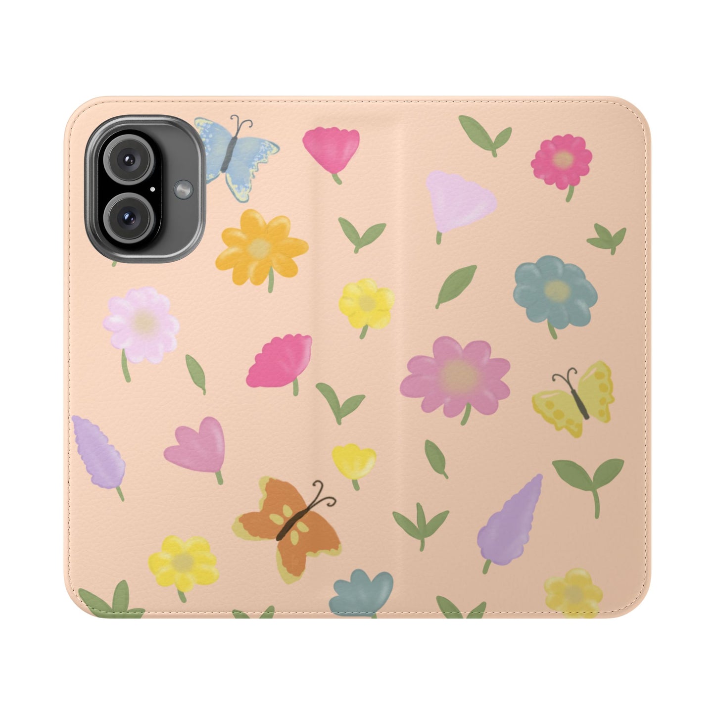 Floral Butterfly Flip Case - Vibrant Phone Wallet Cover for Nature Lovers