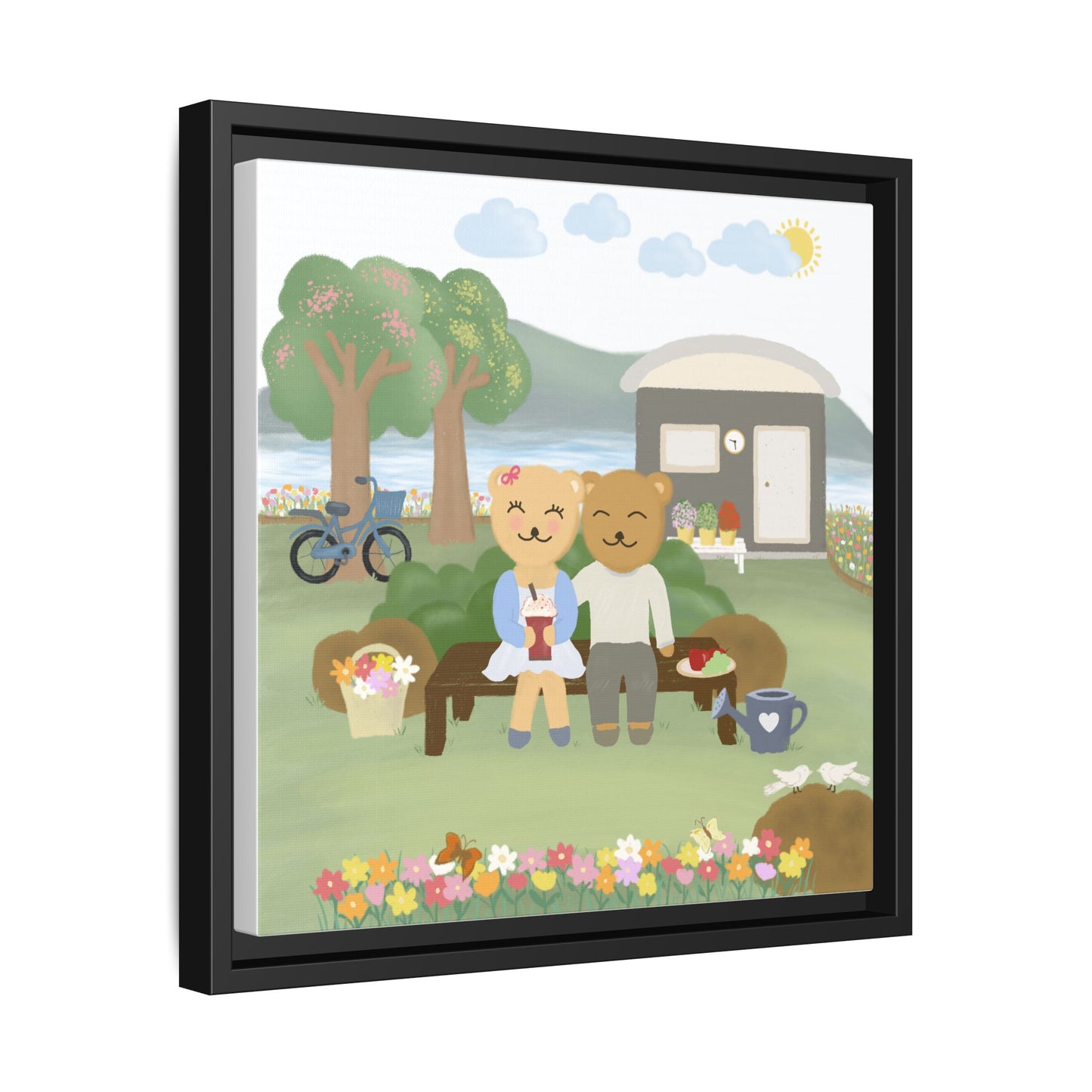 Whimsical Bear Love Framed Canvas Wall Art