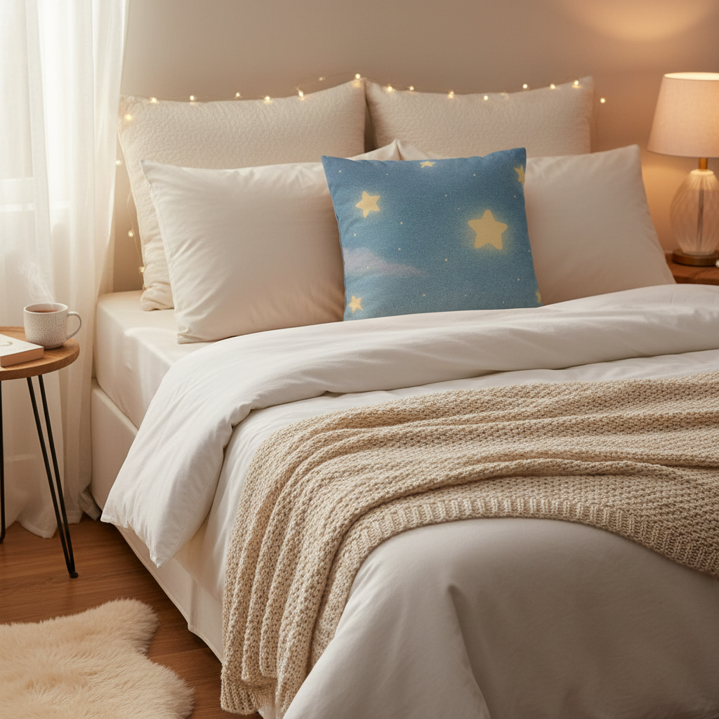 Whispers of a Dream Pillow Cover | Starry Night Cozy Cushion