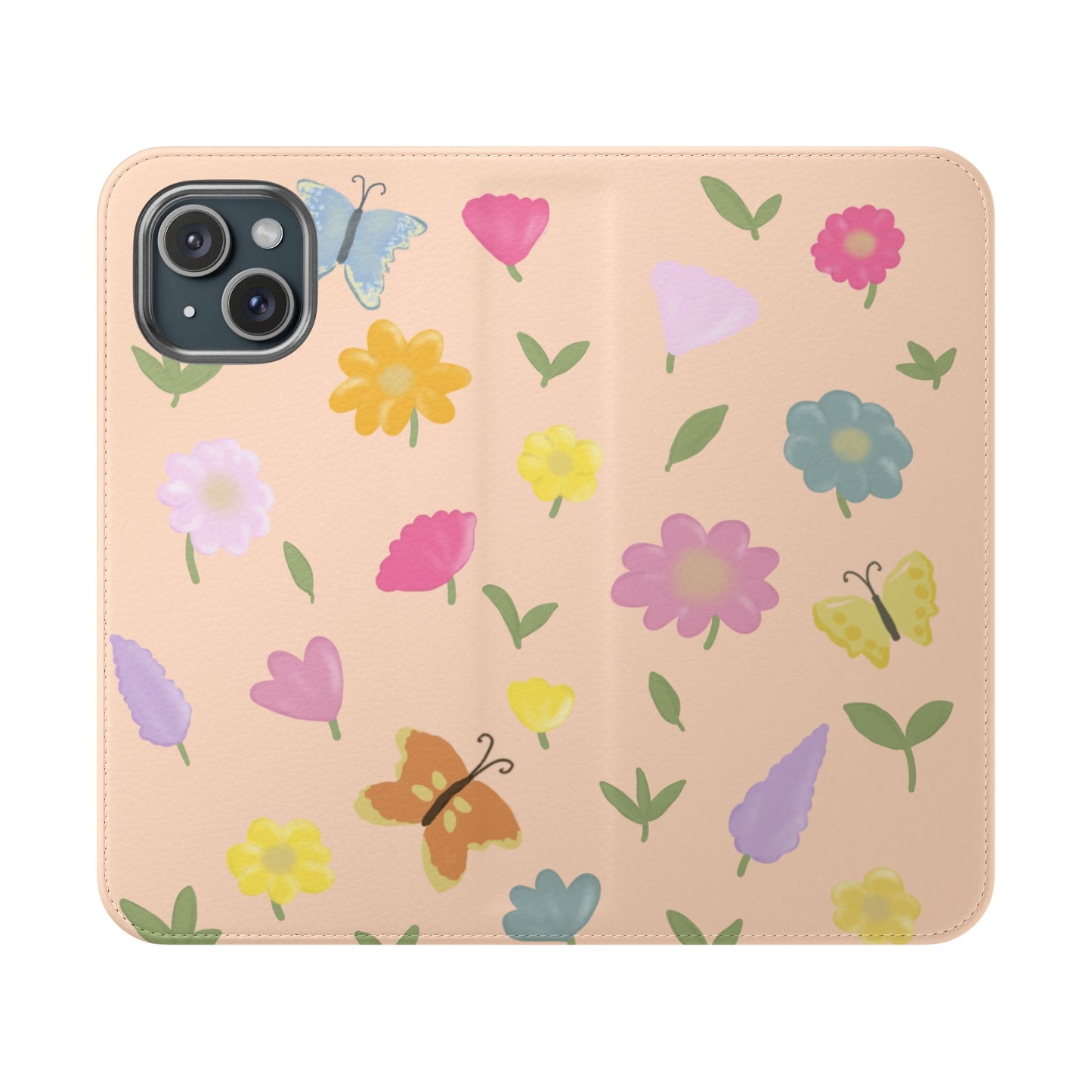 Floral Butterfly Flip Case - Vibrant Phone Wallet Cover for Nature Lovers
