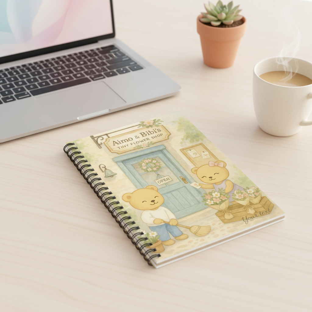 Tiny Flower Shop Spiral Notebook – Cute Bear Journal & Stationery