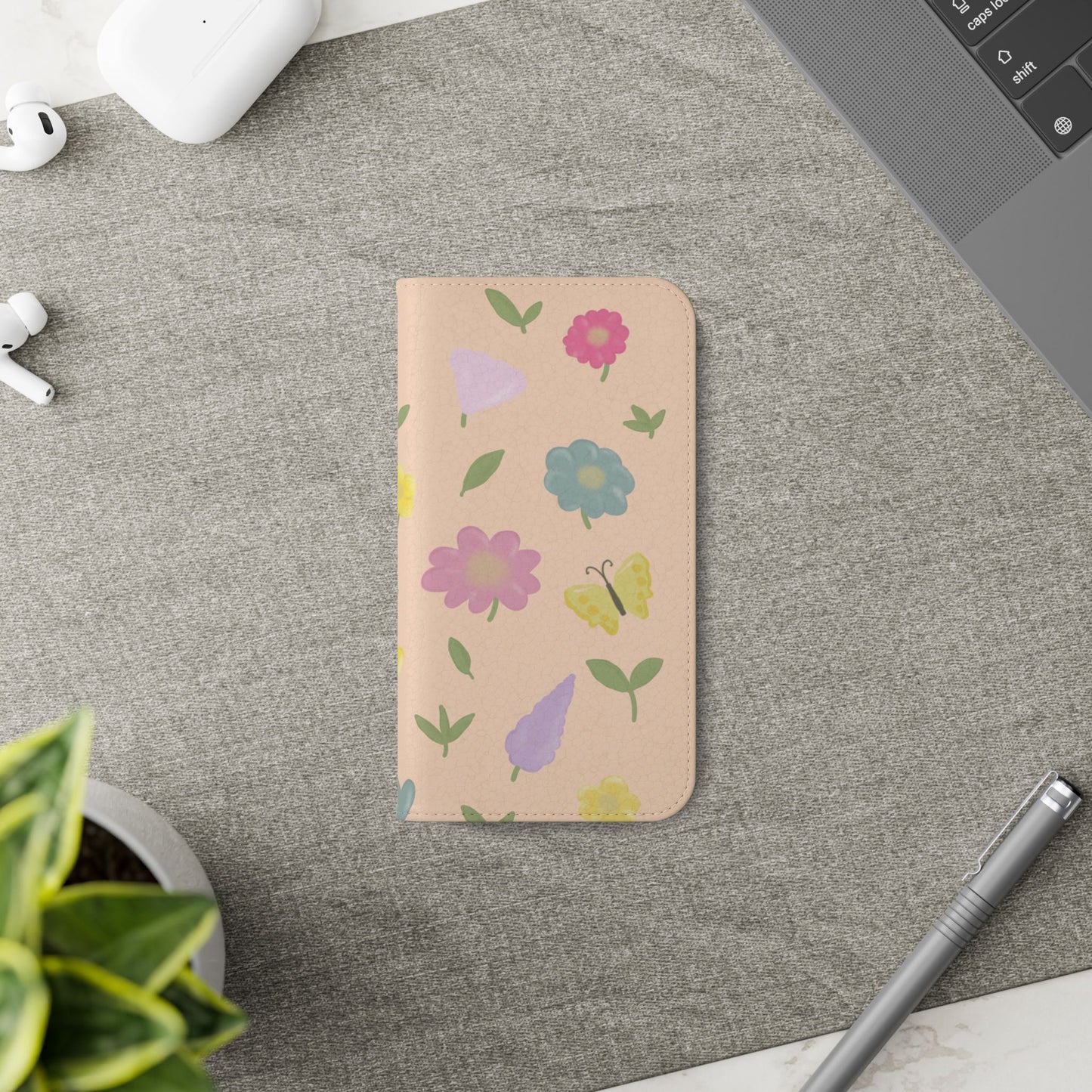 Floral Butterfly Flip Case - Vibrant Phone Wallet Cover for Nature Lovers