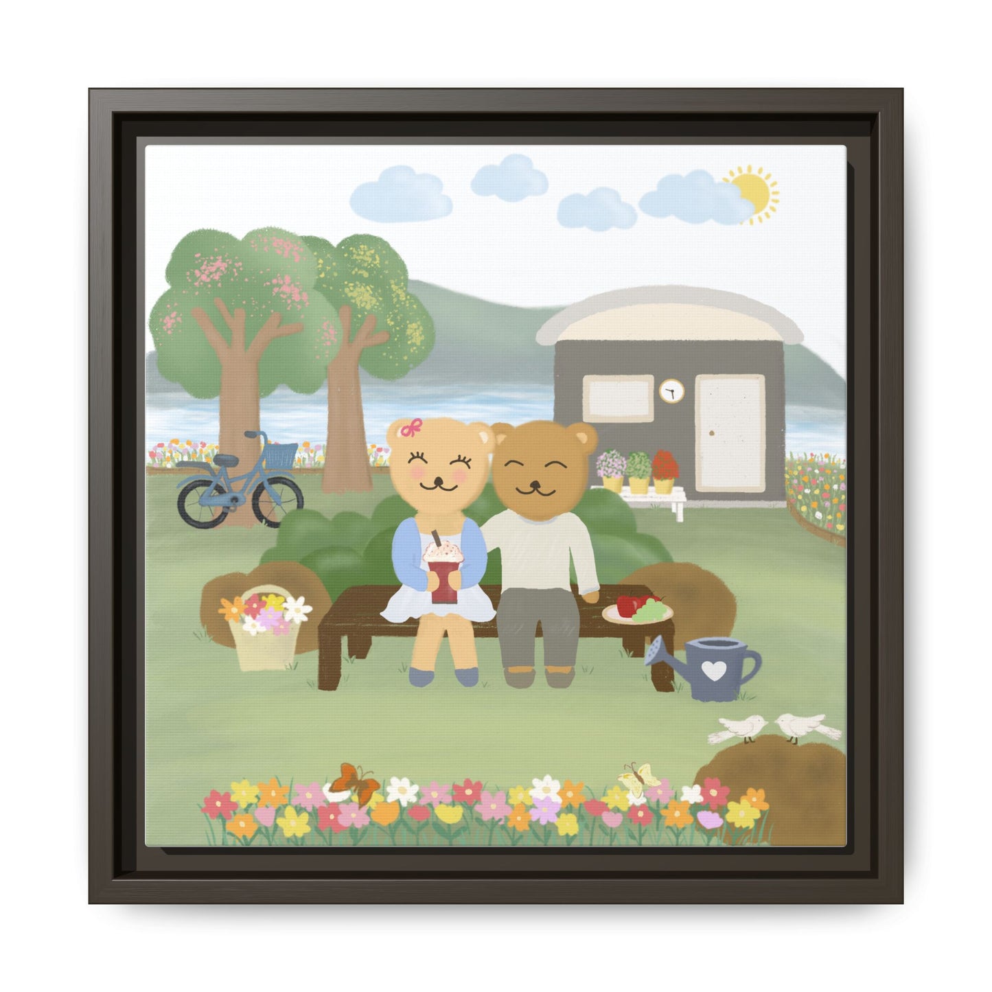 Whimsical Bear Love Framed Canvas Wall Art