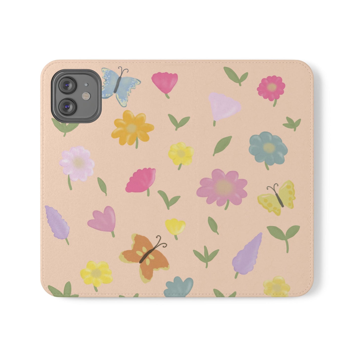 Floral Butterfly Flip Case - Vibrant Phone Wallet Cover for Nature Lovers