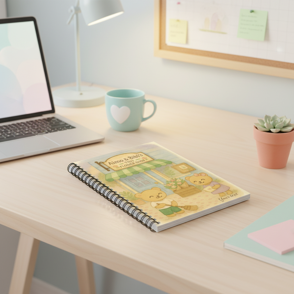 Tiny Flower Shop Spiral Notebook – Cute Bear Kids Journal Gift