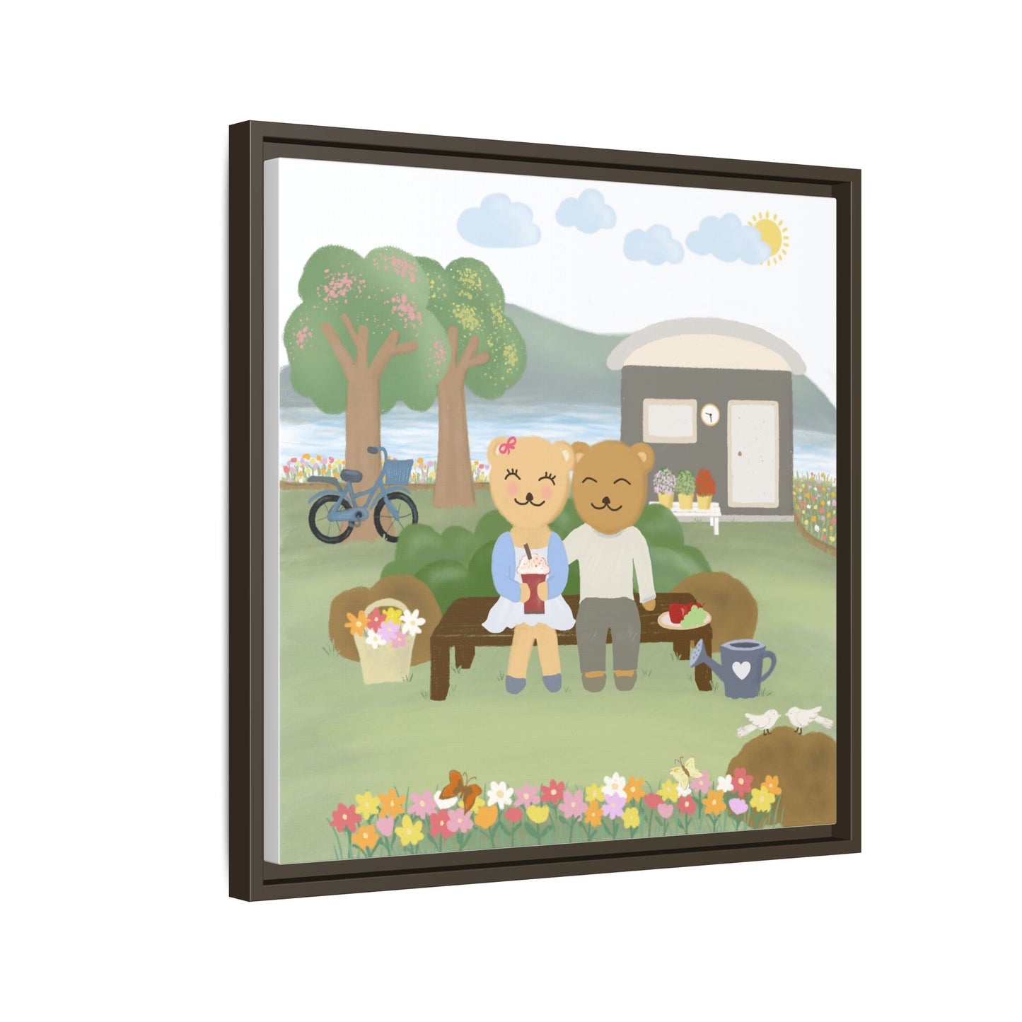 Whimsical Bear Love Framed Canvas Wall Art