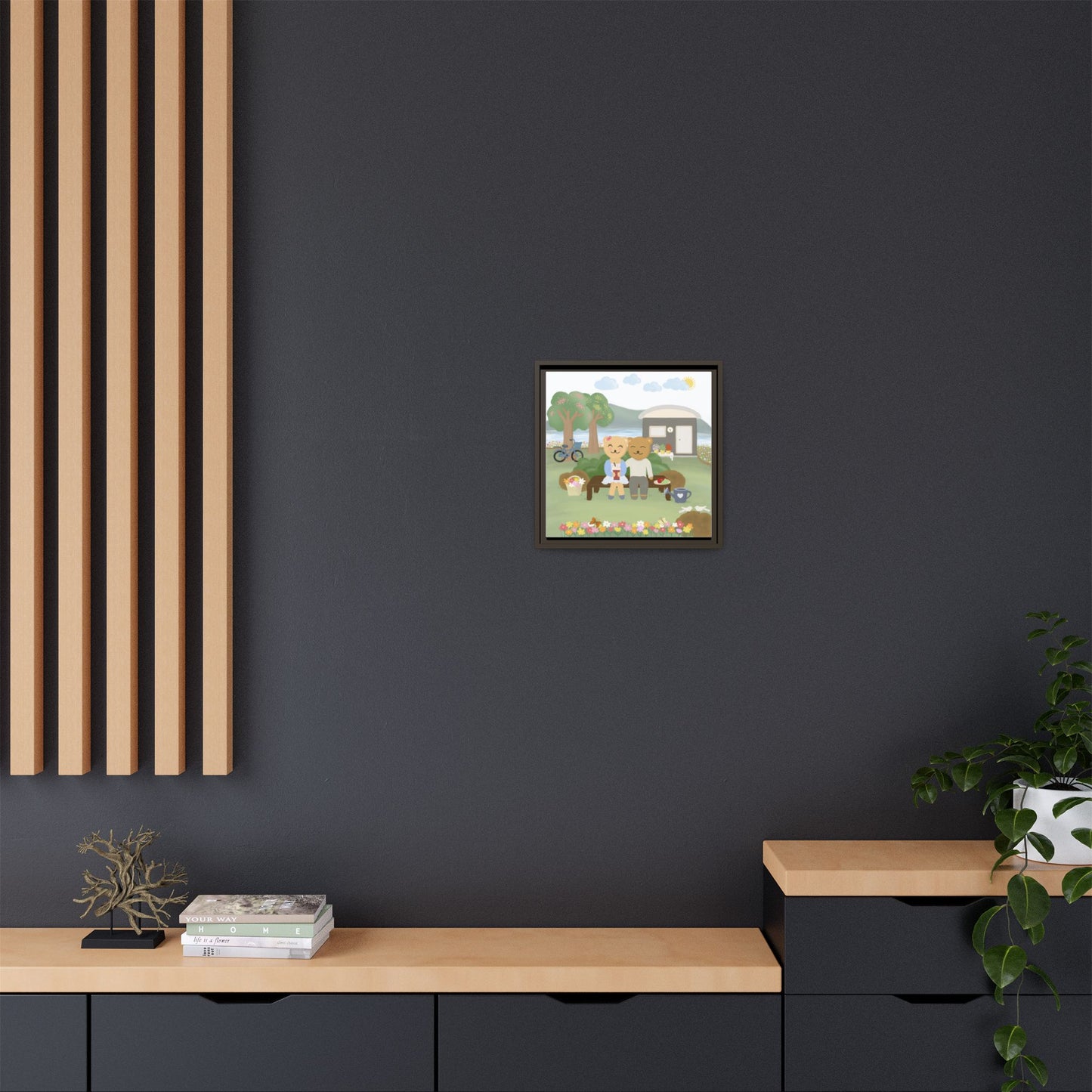 Whimsical Bear Love Framed Canvas Wall Art