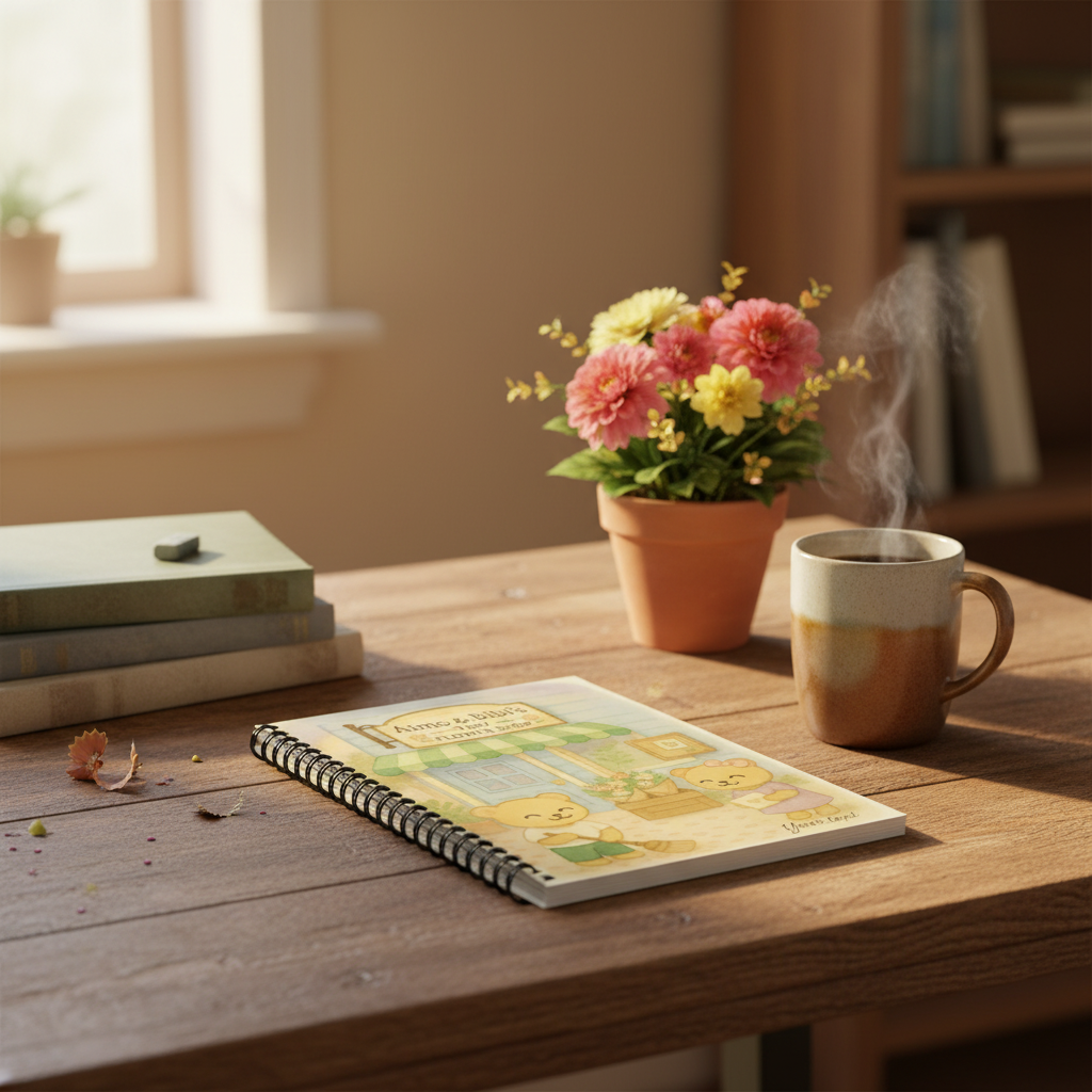 Tiny Flower Shop Spiral Notebook – Cute Bear Kids Journal Gift