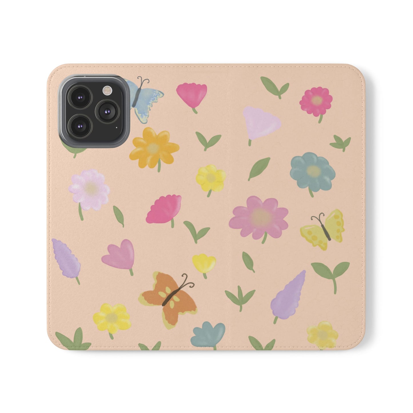 Floral Butterfly Flip Case - Vibrant Phone Wallet Cover for Nature Lovers