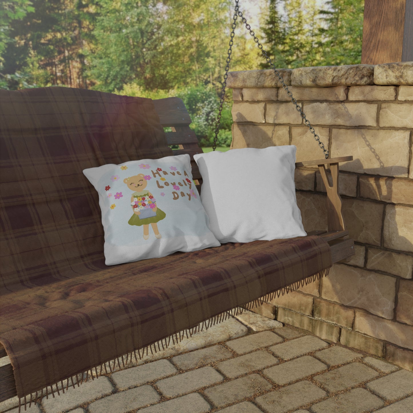 Whimsical Outdoor Pillows - 'Have A Lovely Day' Floral Decor