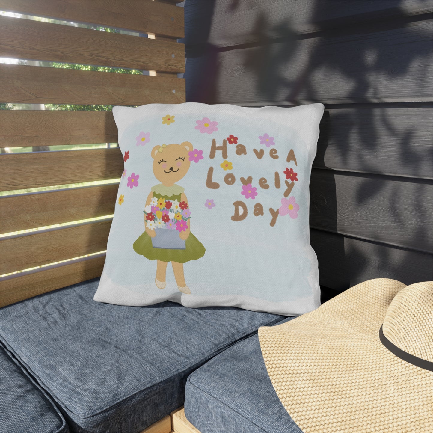 Whimsical Outdoor Pillows - 'Have A Lovely Day' Floral Decor