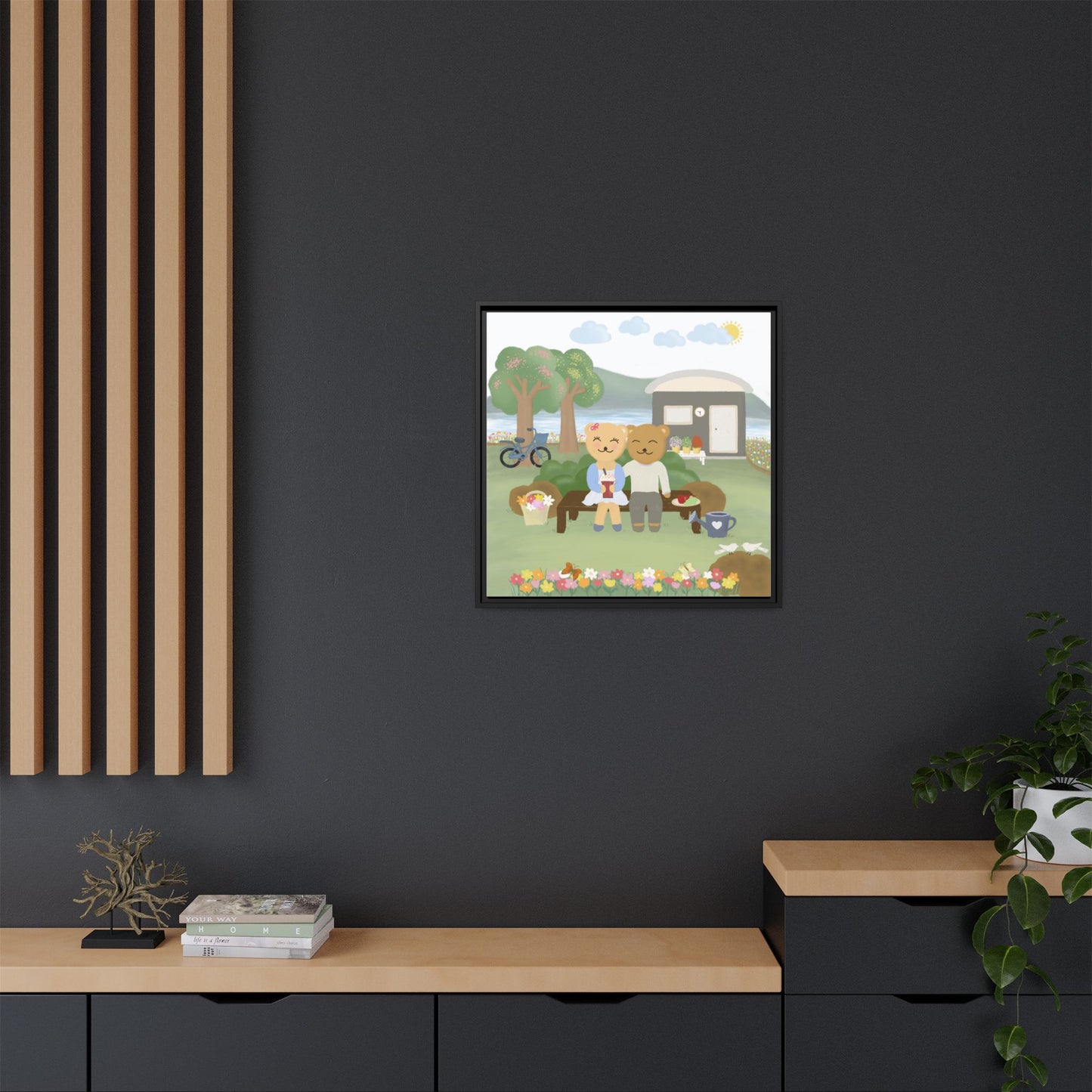 Whimsical Bear Love Framed Canvas Wall Art