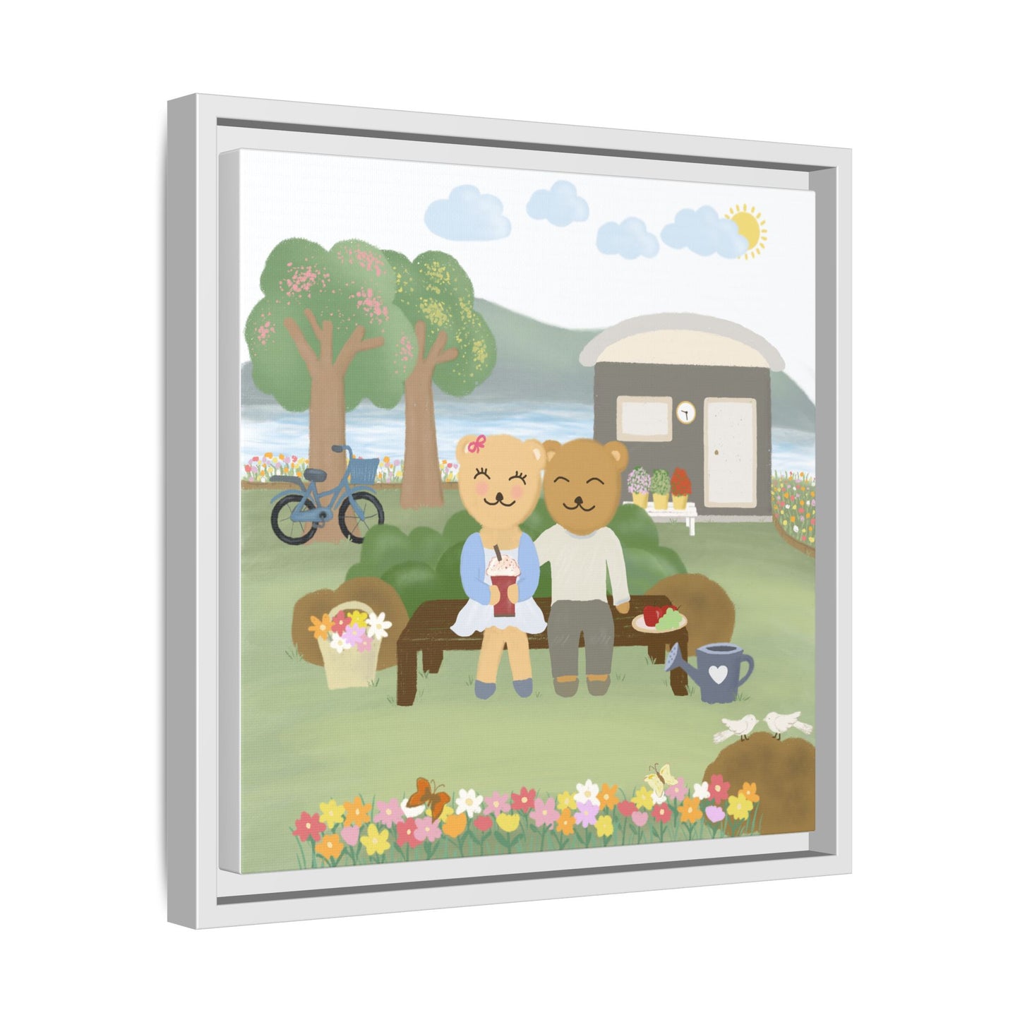 Whimsical Bear Love Framed Canvas Wall Art