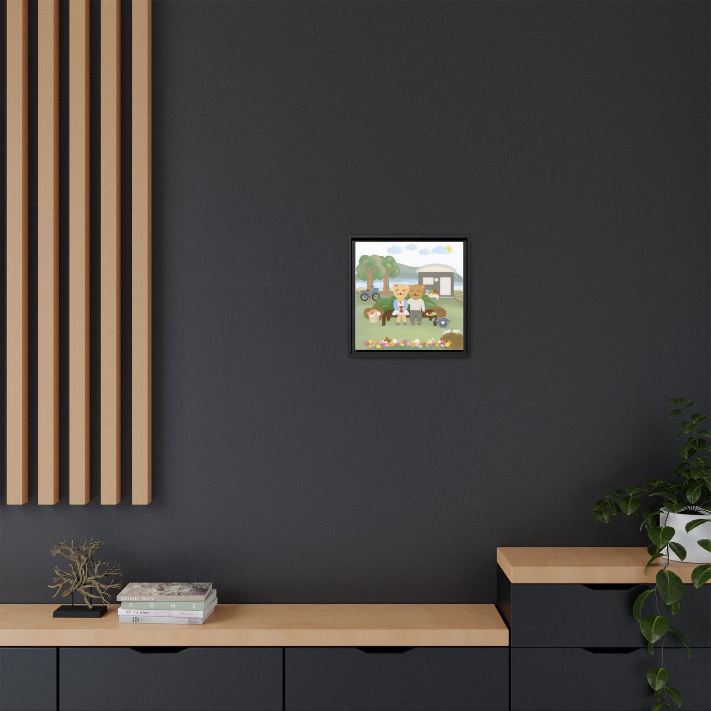 Whimsical Bear Love Framed Canvas Wall Art