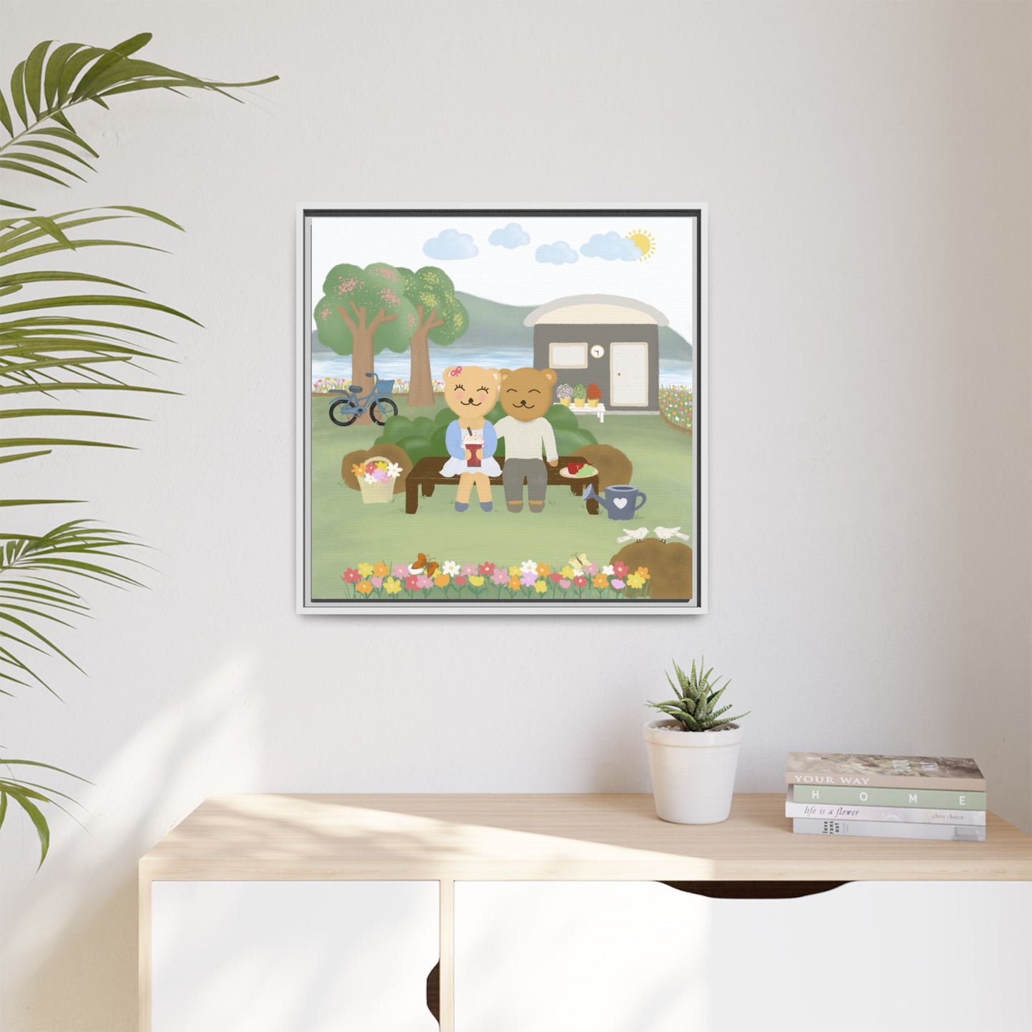 Whimsical Bear Love Framed Canvas Wall Art