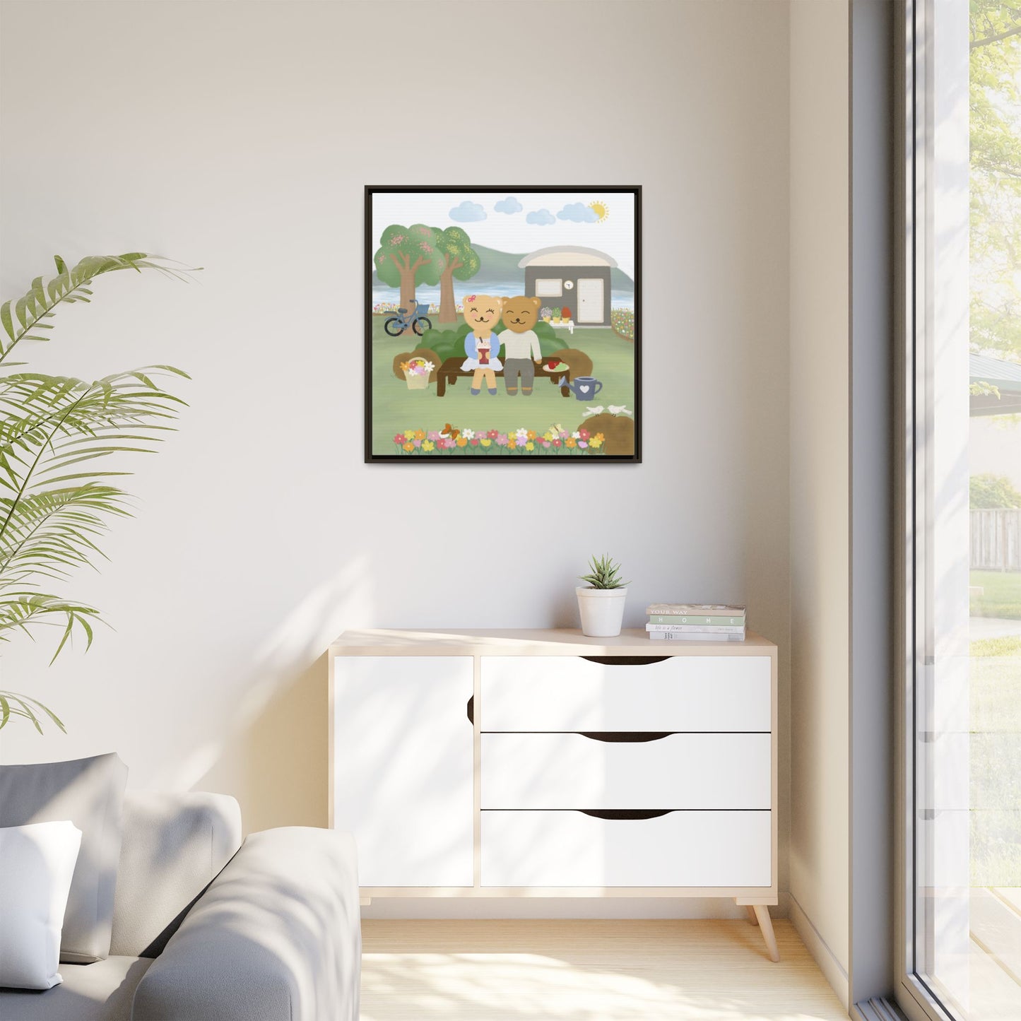 Whimsical Bear Love Framed Canvas Wall Art