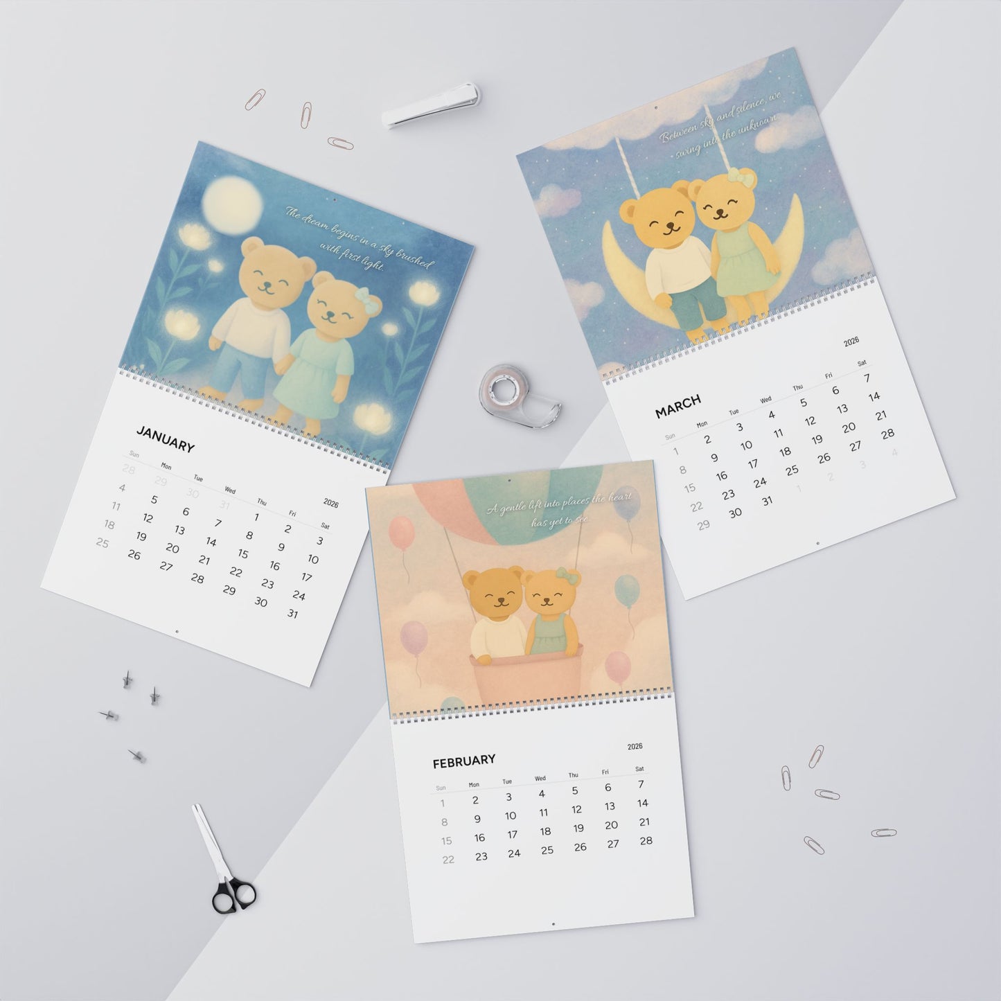 Whispers of a Dream 2026 Wall Calendar | Aimerish Inspirational Décor