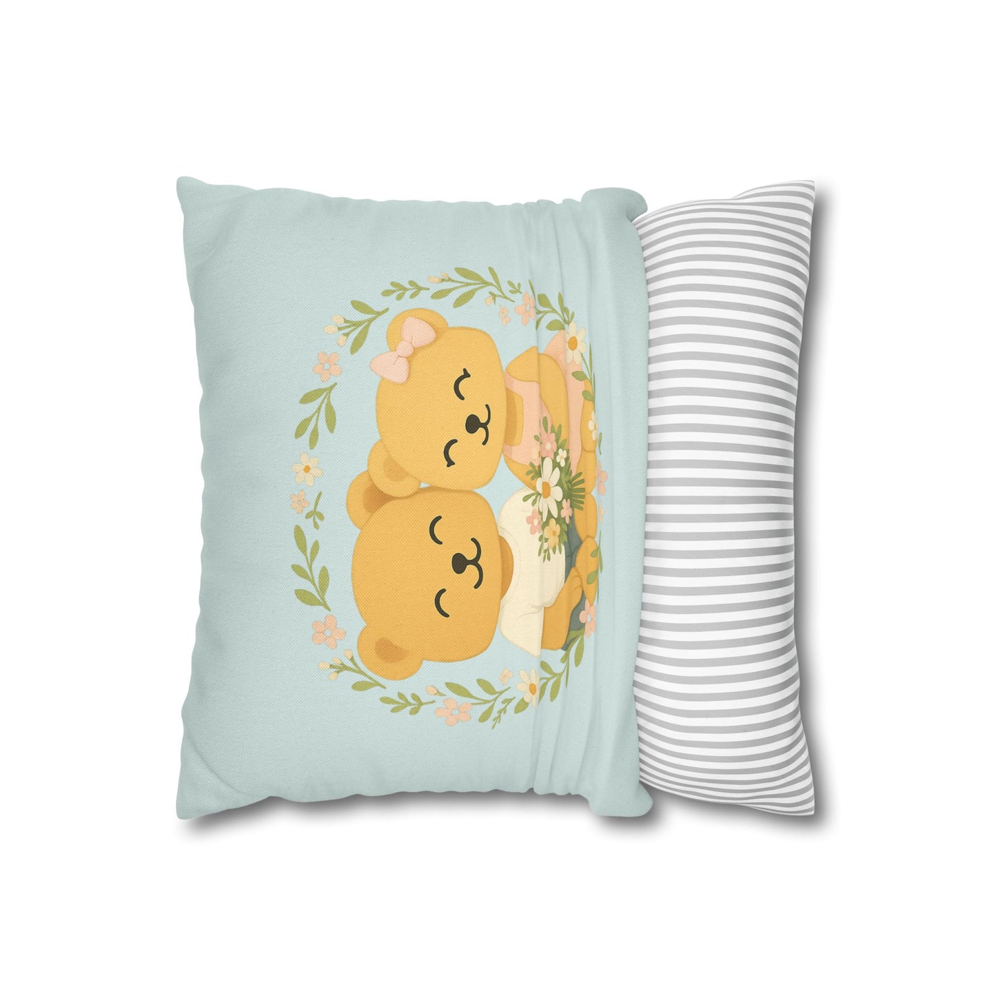 Tiny Flower Shop Pillowcase – Cute Bear Cushion Cover for Cozy Decor