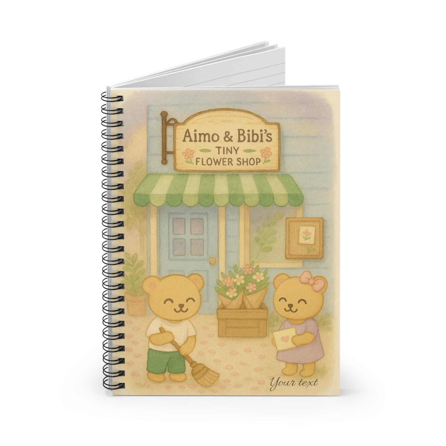 Tiny Flower Shop Spiral Notebook – Cute Bear Kids Journal Gift