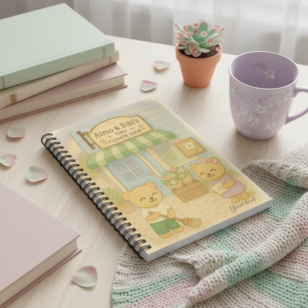 Tiny Flower Shop Spiral Notebook – Cute Bear Kids Journal Gift