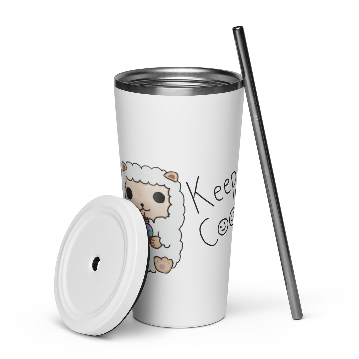 Insulated tumbler with a straw
